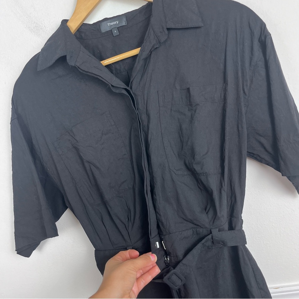 Theory Women's Casual Dr.eco Crunch Short Belted Dress Size 4 Black - Picture 7 of 11